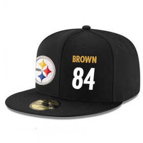 Wholesale Cheap Pittsburgh Steelers #84 Antonio Brown Snapback Cap NFL Player Black with White Number Stitched Hat