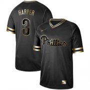 Wholesale Cheap Nike Phillies #3 Bryce Harper Black Gold Authentic Stitched MLB Jersey