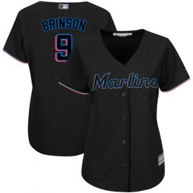 Wholesale Cheap Marlins #9 Lewis Brinson Black Alternate Women\'s Stitched MLB Jersey