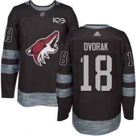 Wholesale Cheap Adidas Coyotes #18 Christian Dvorak Black 1917-2017 100th Anniversary Stitched NHL Jersey