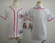 Wholesale Cheap Reds Blank White Cool Base Stitched Youth MLB Jersey