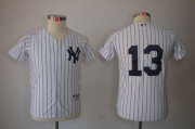 Wholesale Cheap Yankees #13 Alex Rodriguez Stitched White Youth MLB Jersey