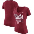 Wholesale Cheap Cincinnati Reds Nike Women's Practice 1.7 Tri-Blend V-Neck T-Shirt Heathered Red