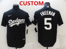Wholesale Cheap Men\'s Los Angeles Dodgers Custom Black Cool Base Stitched Baseball Jerseys