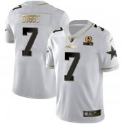 Wholesale Cheap Men's Dallas Cowboys #7 Trevon Diggs White Golden Edition With 1960 Patch Limited Stitched Jersey