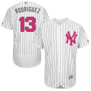 Wholesale Cheap Yankees #13 Alex Rodriguez White Strip Flexbase Authentic Collection Mother's Day Stitched MLB Jersey