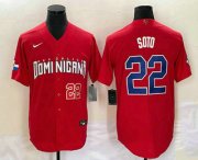 Cheap Men's Dominican Republic Baseball #22 Juan Soto Number 2023 Red World Classic Stitched Jersey