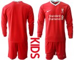 Wholesale Cheap 2021 Liverpool home long sleeves Youth soccer jerseys