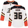 Wholesale Cheap Adidas Ducks #36 John Gibson White Road Authentic Women's Stitched NHL Jersey