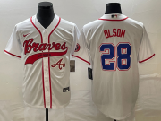 Wholesale Cheap Men's Atlanta Braves #28 Matt Olson White Cool Base With Patch Stitched Baseball Jersey1