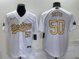 Wholesale Cheap Men's Los Angeles Dodgers #50 Mookie Betts White 2022 All-Star Cool Base Stitched Baseball Jersey