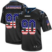 Wholesale Cheap Nike Cowboys #90 Demarcus Lawrence Black Men's Stitched NFL Elite USA Flag Fashion Jersey