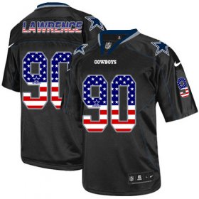 Wholesale Cheap Nike Cowboys #90 Demarcus Lawrence Black Men\'s Stitched NFL Elite USA Flag Fashion Jersey