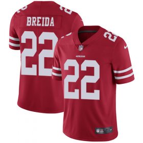 Wholesale Cheap Nike 49ers #22 Matt Breida Red Team Color Youth Stitched NFL Vapor Untouchable Limited Jersey