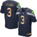 Wholesale Cheap Nike Seahawks #3 Russell Wilson Steel Blue Team Color Men's Stitched NFL Elite Gold Jersey