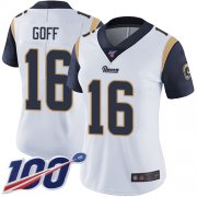 Wholesale Cheap Nike Rams #16 Jared Goff White Women's Stitched NFL 100th Season Vapor Limited Jersey