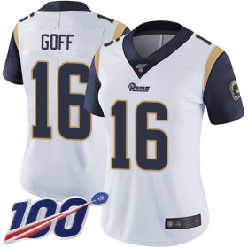 Wholesale Cheap Nike Rams #16 Jared Goff White Women\'s Stitched NFL 100th Season Vapor Limited Jersey