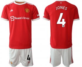 Wholesale Cheap Men 2021-2022 Club Manchester United home red 4 Adidas Soccer Jersey