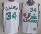 Wholesale Cheap NBA 1996 All-Star #34 Hakeem Olajuwon White Swingman Throwback Jersey
