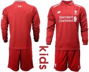 Wholesale Cheap Liverpool Blank Home Long Sleeves Kid Soccer Club Jersey