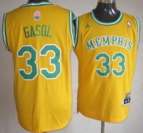 Wholesale Cheap Memphis Grizzlies #33 Marc Gasol ABA Hardwood Classic Swingman Yellow Jersey
