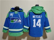 Cheap Men's Seattle Seahawks #14 DK Metcalf Ageless Must-Have Lace-Up Pullover Hoodie