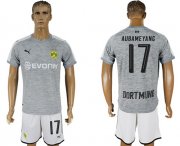 Wholesale Cheap Dortmund #17 Aubameyang Grey Soccer Club Jersey