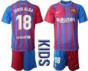 Wholesale Cheap Youth 2021-2022 Club Barcelona home red 18 Nike Soccer Jerseys