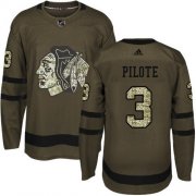 Wholesale Cheap Adidas Blackhawks #3 Pierre Pilote Green Salute to Service Stitched NHL Jersey