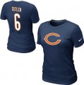 Wholesale Cheap Women's Nike Chicago Bears #6 Jay Cutler Name & Number T-Shirt Blue