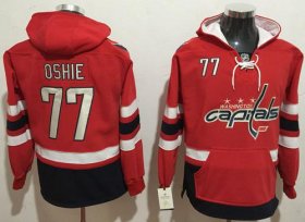 Wholesale Cheap Capitals #77 T.J Oshie Red Name & Number Pullover NHL Hoodie