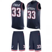 Wholesale Cheap Nike Patriots #33 Kevin Faulk Navy Blue Team Color Men's Stitched NFL Limited Tank Top Suit Jersey