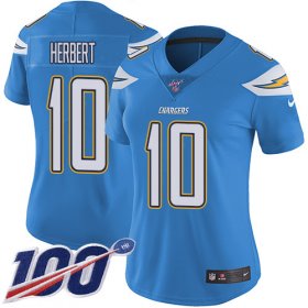 Wholesale Cheap Nike Chargers #10 Justin Herbert Electric Blue Alternate Women\'s Stitched NFL 100th Season Vapor Untouchable Limited Jersey