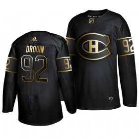 Wholesale Cheap Adidas Canadiens #92 Jonathan Drouin 2019 Black Golden Edition Authentic Stitched NHL Jersey