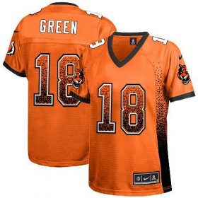 Wholesale Cheap Nike Bengals #18 A.J. Green Orange Alternate Women\'s Stitched NFL Elite Drift Fashion Jersey