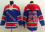 Wholesale Cheap Rangers #26 Martin St. Louis Blue Sawyer Hooded Sweatshirt Stitched NHL Jersey