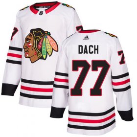 Wholesale Cheap Adidas Blackhawks #77 Kirby Dach White Road Authentic Stitched NHL Jersey