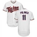 Wholesale Cheap Twins #11 Jorge Polanco White Flexbase Authentic Collection Stitched MLB Jersey