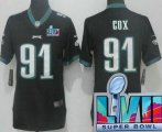 Cheap Women's Philadelphia Eagles #91 Fletcher Cox Limited Black Super Bowl LVII Vapor Jersey