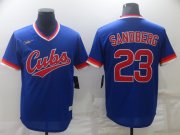 Wholesale Cheap Men's Chicago Cubs #23 Ryne Sandberg Blue Cooperstown Collection Stitched Throwback Jersey