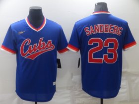 Wholesale Cheap Men\'s Chicago Cubs #23 Ryne Sandberg Blue Cooperstown Collection Stitched Throwback Jersey