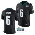 Wholesale Cheap Men's Philadelphia Eagles #6 DeVonta Smith Black Super Bowl LVII Patch Vapor Untouchable Limited Stitched Jersey