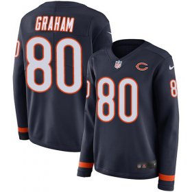 Wholesale Cheap Nike Bears #80 Jimmy Graham Navy Blue Team Color Women\'s Stitched NFL Limited Therma Long Sleeve Jersey
