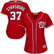 Wholesale Cheap Nationals #37 Stephen Strasburg Red Alternate Women's Stitched MLB Jersey