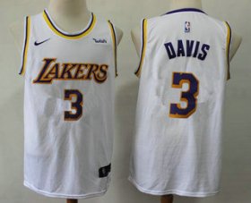 Wholesale Cheap Men\'s Los Angeles Lakers #3 Anthony Davis 2019 White Nike Swingman Wish Stitched NBA Jersey