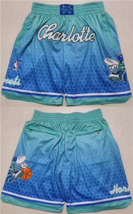 Wholesale Cheap Men\'s Charlotte Hornets Blue Mitchell & Ness Shorts (Run Small)