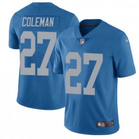 Wholesale Cheap Nike Lions #27 Justin Coleman Blue Throwback Men\'s Stitched NFL Vapor Untouchable Limited Jersey
