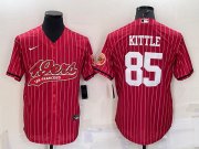Wholesale Cheap Men's San Francisco 49ers #85 George Kittle Red With Patch Cool Base Stitched Baseball Jersey
