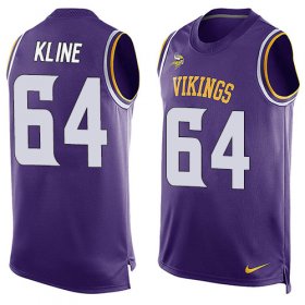 Wholesale Cheap Nike Vikings #64 Josh Kline Purple Team Color Men\'s Stitched NFL Limited Tank Top Jersey