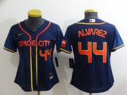 Wholesale Cheap Women's Houston Astros #44 Yordan Alvarez Number 2022 Navy Blue City Connect Cool Base Stitched Jersey